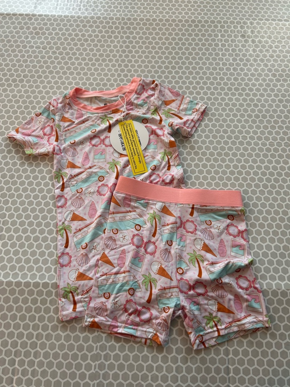 NWT Remi & Rori Girls' Pink Coral Trim Pajama Beach Theme Size 5/6